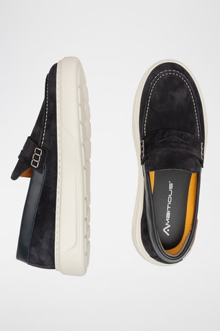 Mocassins plateformes en cuir - Bleu