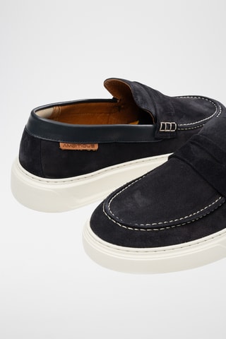 Mocassins plateformes en cuir - Bleu