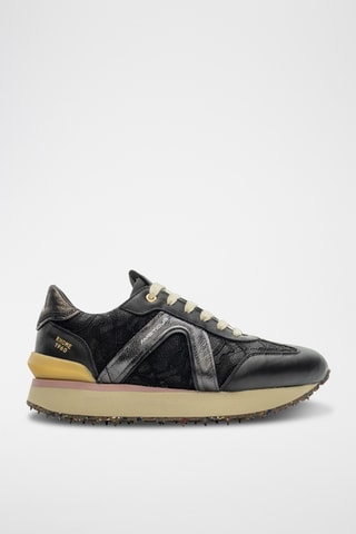 Baskets compensées en cuir - Noir