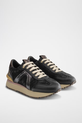 Baskets compensées en cuir - Noir