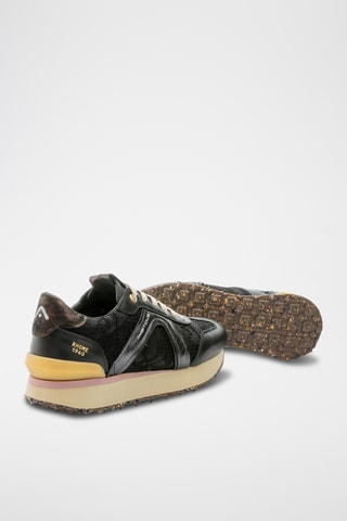 Baskets compensées en cuir - Noir