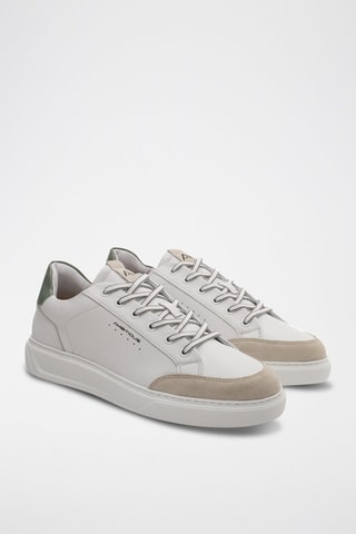 Leren Sneakers - Wit - Wit en groen