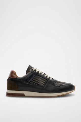 Leren Sneakers - Kaki en zwart - Zwart en groen