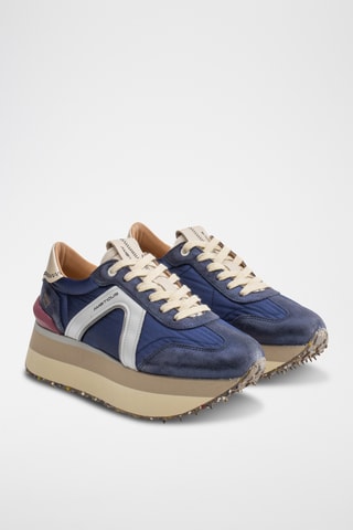 Leren Wedge Sneakers - Blauw