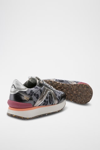 Baskets compensées en cuir - Noir