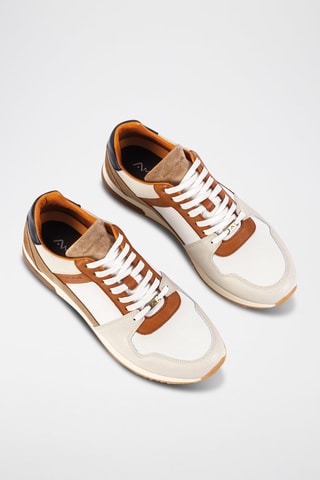 Leren Sneakers - Wit en bruin - Wit en bruin
