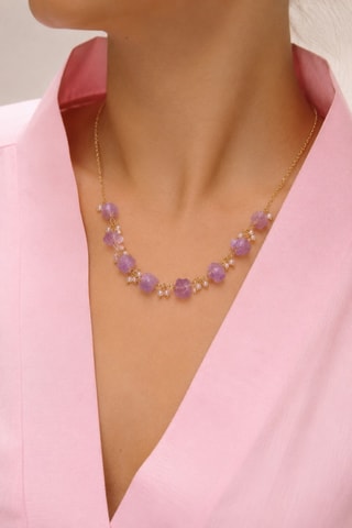 Collar - Chapado en oro amarillo y amatistas