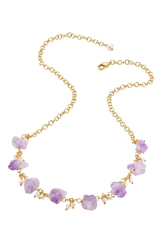 Collar - Chapado en oro amarillo y amatistas