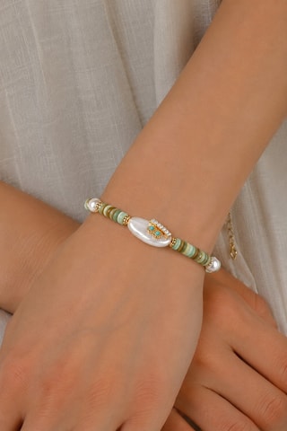 Pulsera - Chapado en oro amarillo y amazonitas