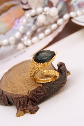 Anillo - Chapado en oro amarillo y labradorita