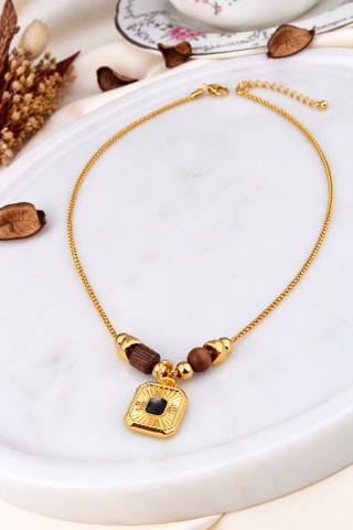 Collar - Chapado en oro amarillo, labradorita y ojos de tigre