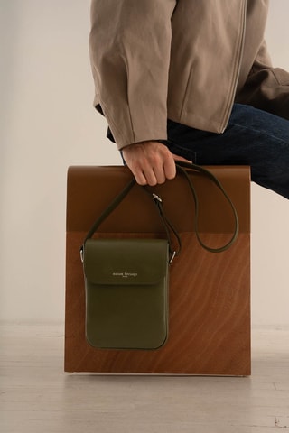 Borsa a tracolla in pelle Emir - Verde