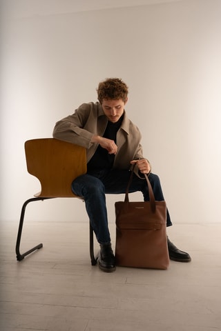 Tote bag in pelle Enzo - Marrone