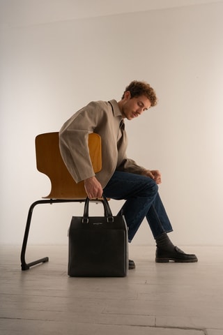 Tote bag in pelle Ethan - Nero