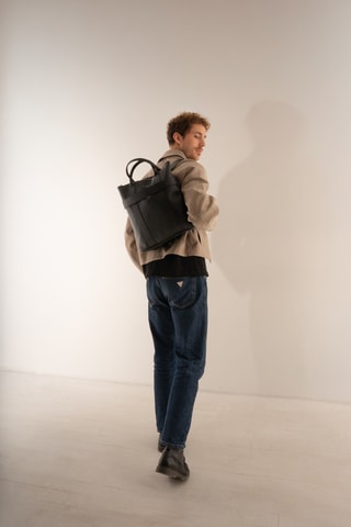 Sac à dos en cuir Noel Fd - Noir