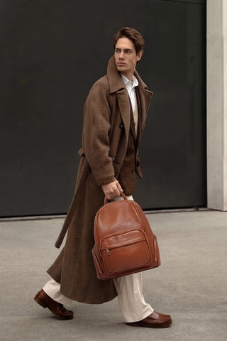 Sac à dos en cuir Basi - Camel