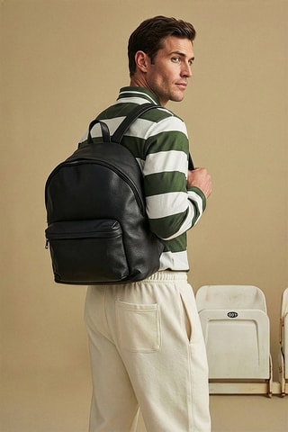 Sac à dos en cuir Pete - Noir