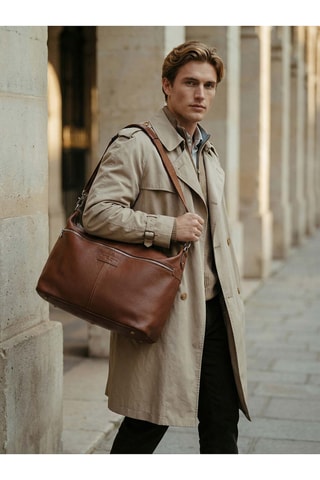 Shopping bag in pelle Jax - Marrone