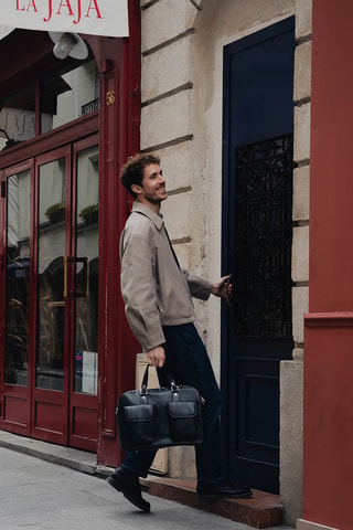 Porte-documents en cuir Charlie - Noir