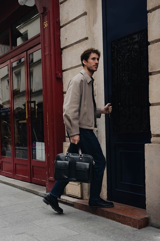 Porte-documents en cuir Charlie - Noir