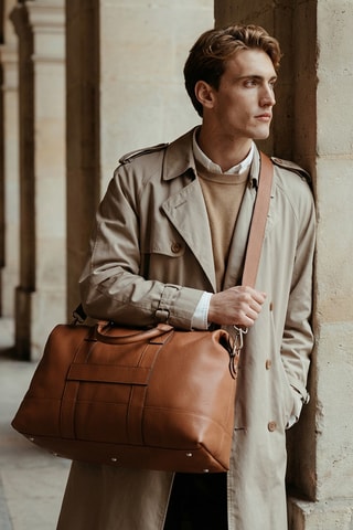 Sac bowling en cuir Saulu - Camel