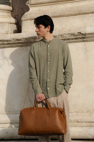 Sac bowling en cuir Saulu - Camel