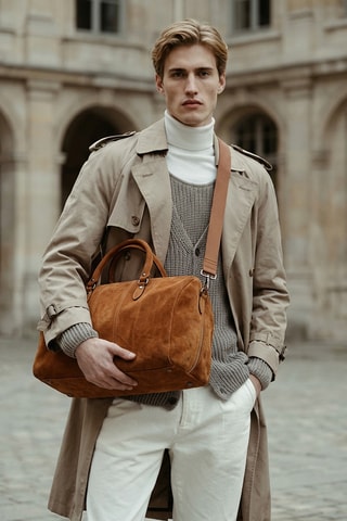 Sac bowling en cuir Week daim - Camel