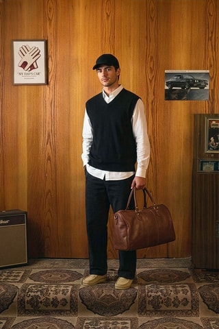 Sac bowling en cuir Week - Marron