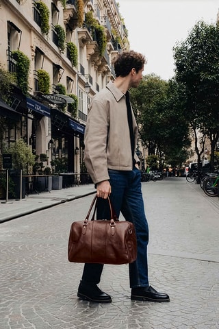 Sac bowling en cuir Mini Week - Marron