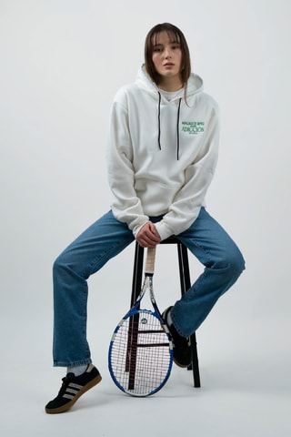 Felpa oversize con cappuccio The Court - Bianco