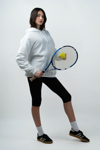 Felpa oversize con cappuccio The Court - Bianco