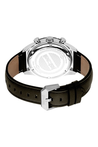 Montre à quartz en cuir - Chronographe - Marron et argenté