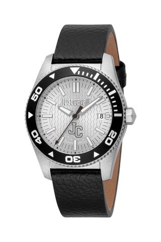 Montre à quartz en cuir - Noir et argenté