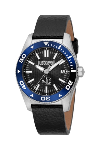 Montre à quartz en cuir - Noir et argenté