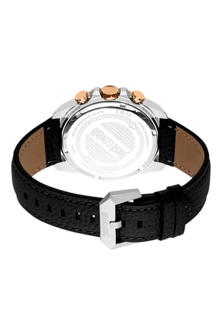 Montre à quartz en cuir - Chronographe - Noir et argenté