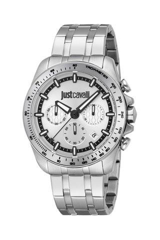 Montre à quartz en acier - Chronographe - Argenté