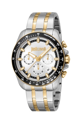 Montre à quartz en acier - Chronographe - Argenté et doré