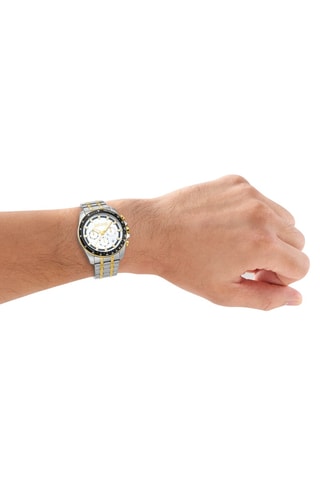 Montre à quartz en acier - Chronographe - Argenté et doré