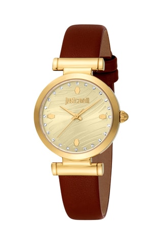 Montre à quartz en cuir - Marron et doré