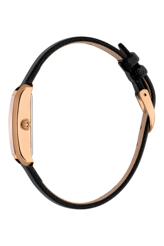 Montre à quartz en cuir - Noir et doré rose