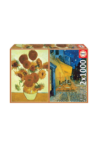 2 puzzle I Girasoli e Terrazza del caffè la sera Van Gogh - 2 x 1000 pezzi - Da 14 anni