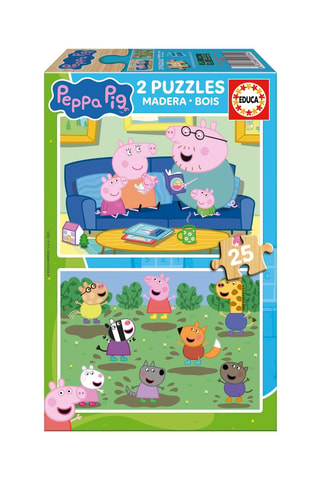 2 puzzle en bois Peppa Pig - 2 x 25 pièces - Dès 3 ans