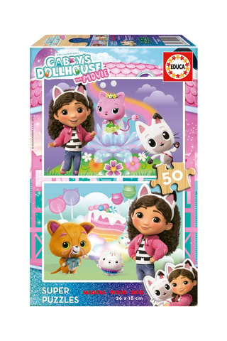 2 puzzles en bois Gabby et la Maison Magique - 2 x 50 pièces - Dès 8 ans