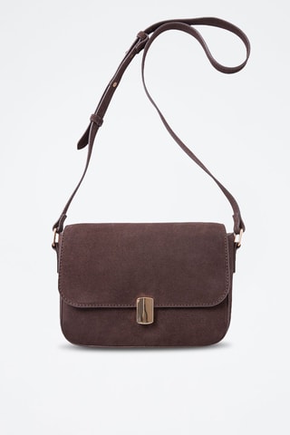 Sac bandoulière en nubuck Nina - Marron foncé