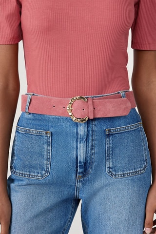 Ceinture en croûte de cuir Marion - Rose