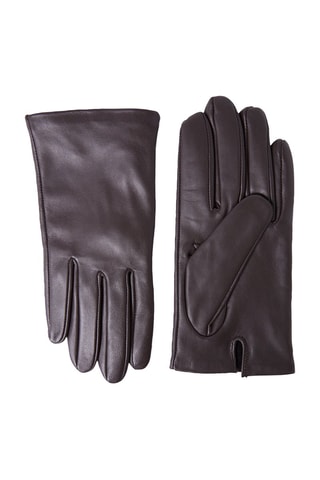 Gants en cuir de mouton Nahila - Marron foncé