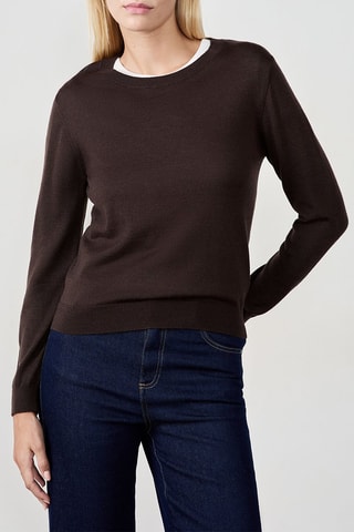 Pull en laine Laisa Rond - Marron foncé