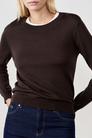 Pull en laine Laisa Rond - Marron foncé