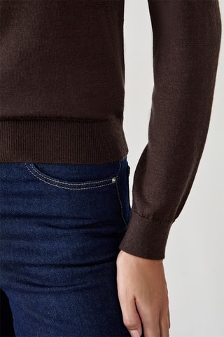 Pull en laine Laisa Rond - Marron foncé