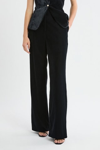 Pantalon en velours taille haute Valentina - Noir